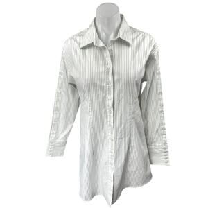 NEW Steele White Striped Long Sleeve Collar Button Down Mini Shirt Dress Size XS